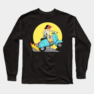 Javanese wayang carrying beer on a vespa Long Sleeve T-Shirt